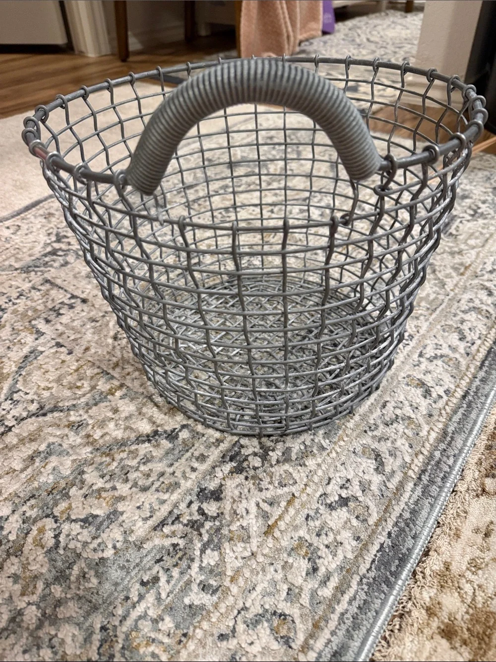 Target Gray Metal Wire Storage Basket with Wrapped Handle